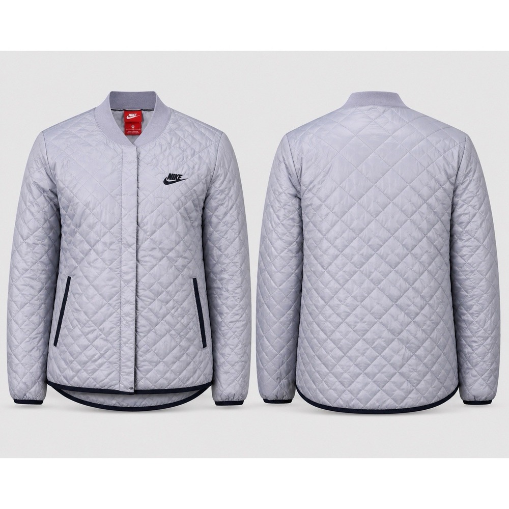 Nike Primaloft Quilted Jacket Women's  M Blue Gray Snap Front Insulated